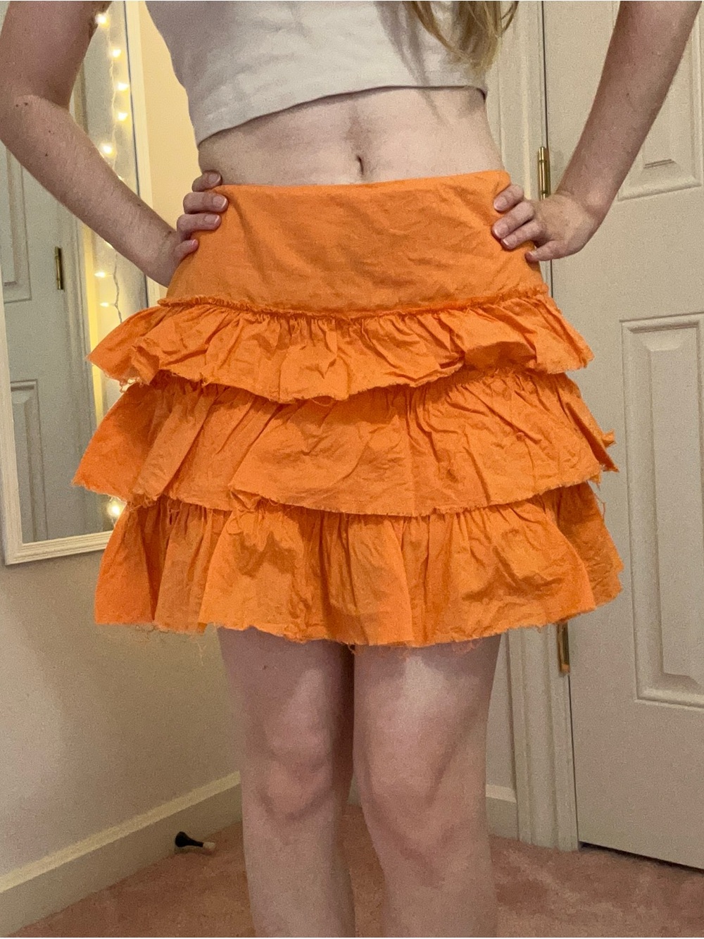 Y2K No boundaries Orange Ruffle Mini Skirt